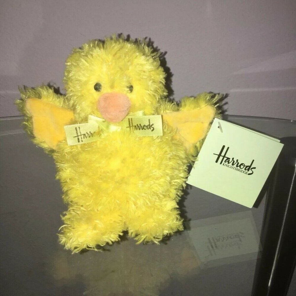 Harrods 7” Yellow Duck Green Ribbon New Tags Duck